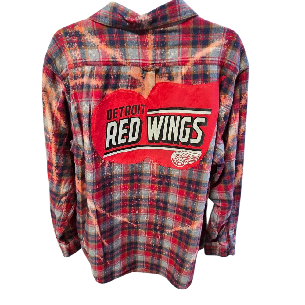 Upcyclef Refurbished Red Wings  Plaid Flannel